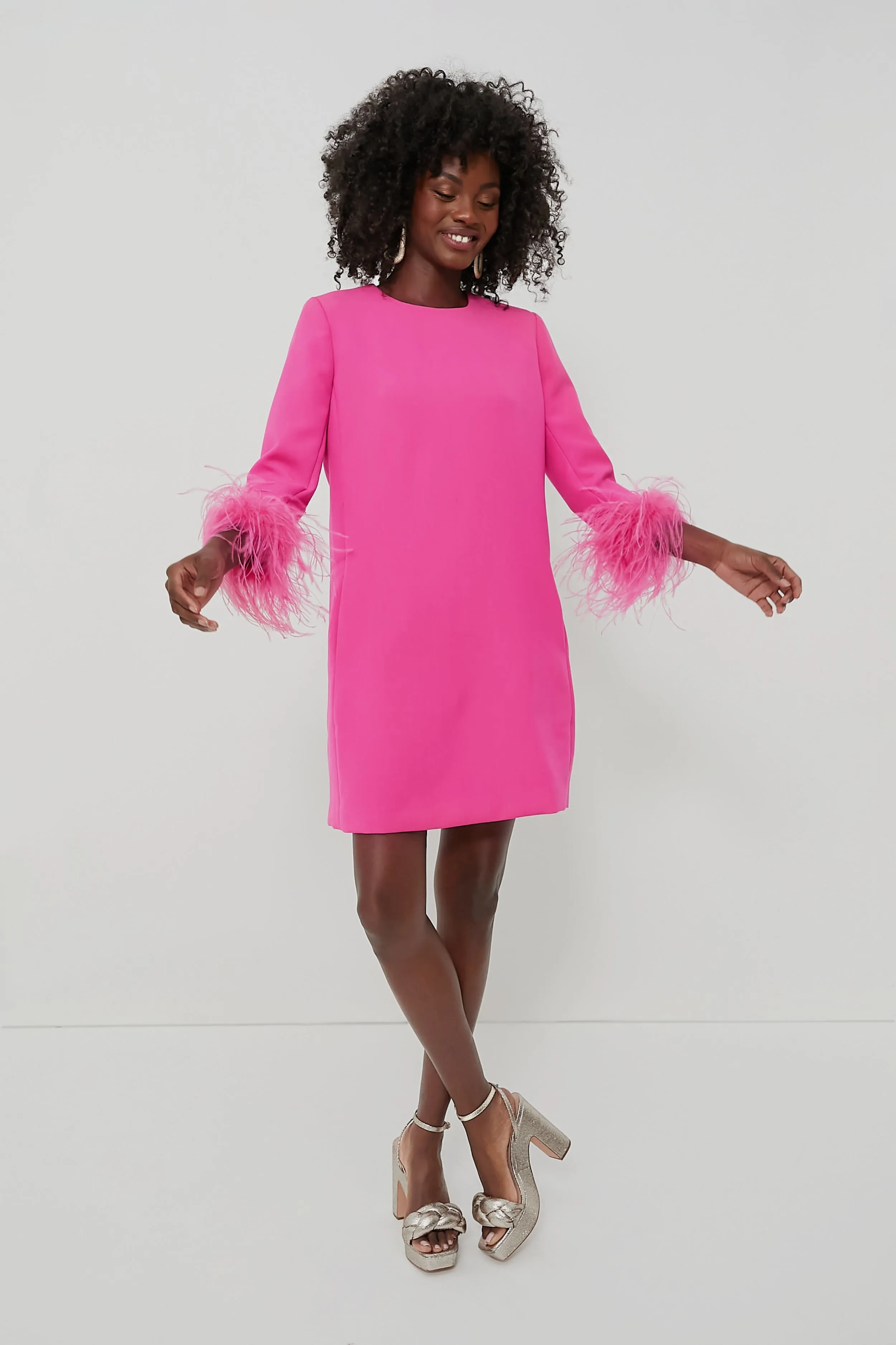 Hot Pink Feather Mod Mary Dress