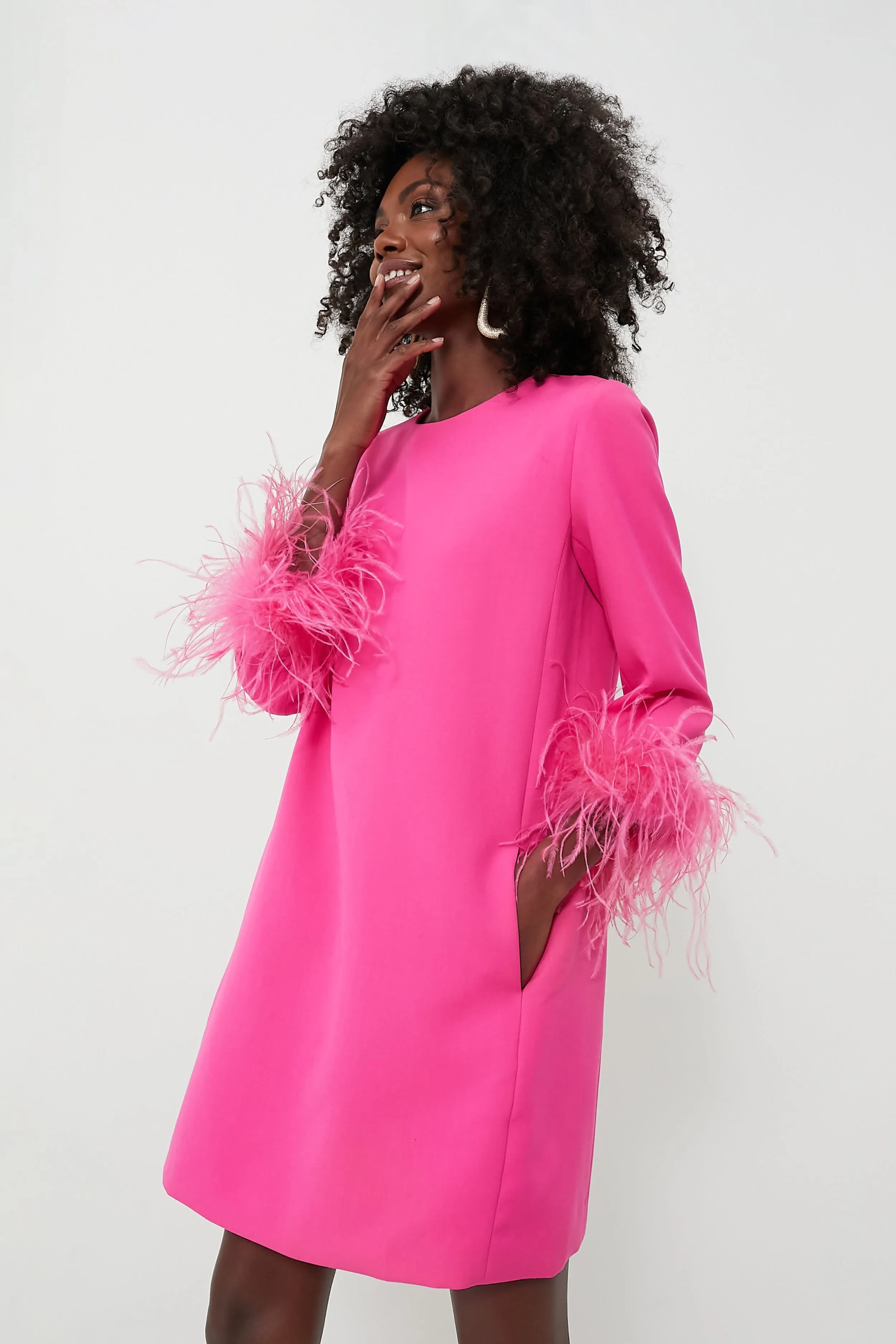 Hot Pink Feather Mod Mary Dress