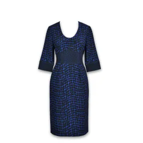 J. Peterman Women's Chain Print Dress with Pockets - Blue
