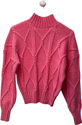 J.crew Bubblegum Pink Cable Knit Chunky Mock Turtleneck Sweater UK M