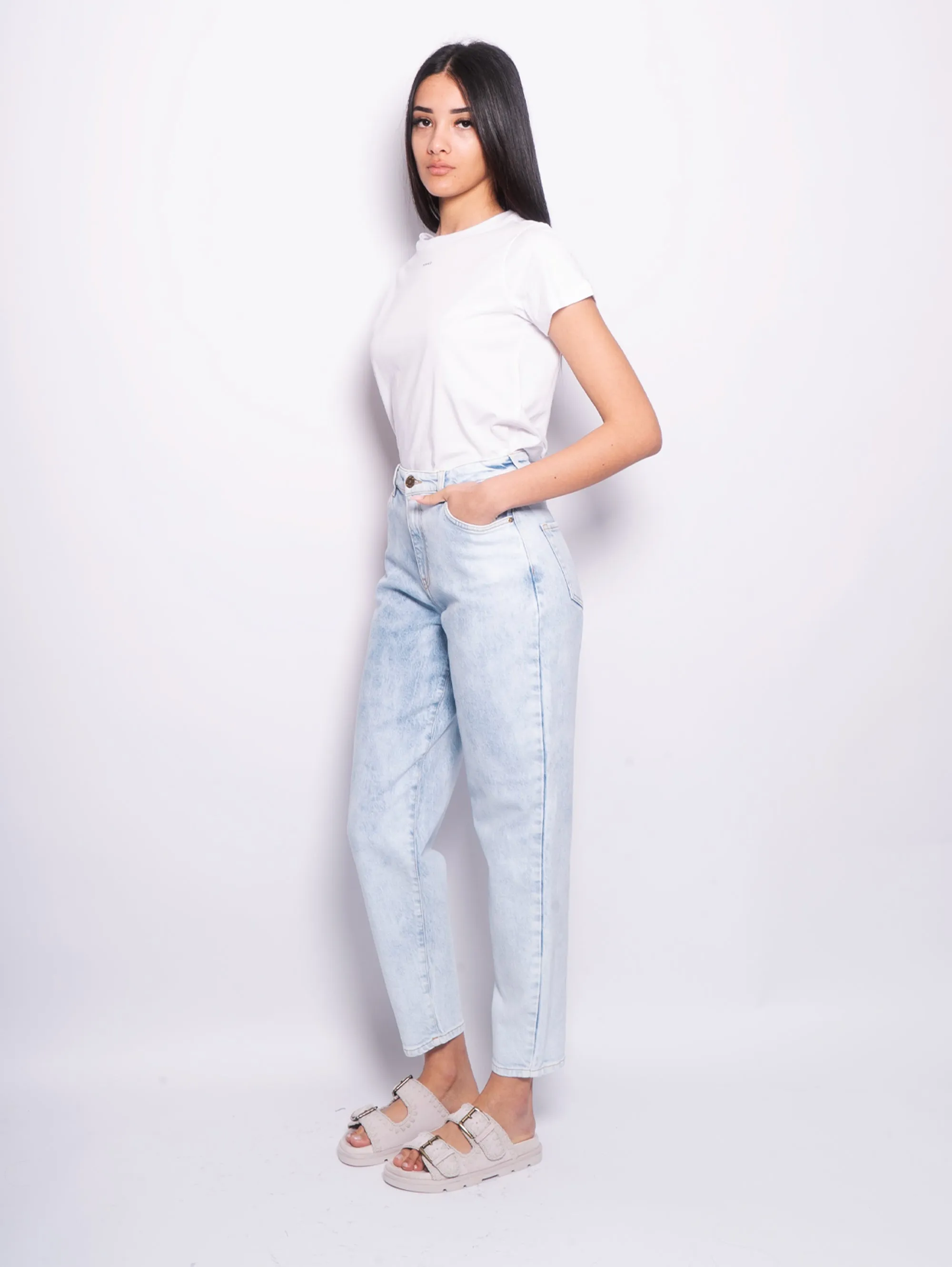 Jeans Mom Fit in Denim Comfort Blu