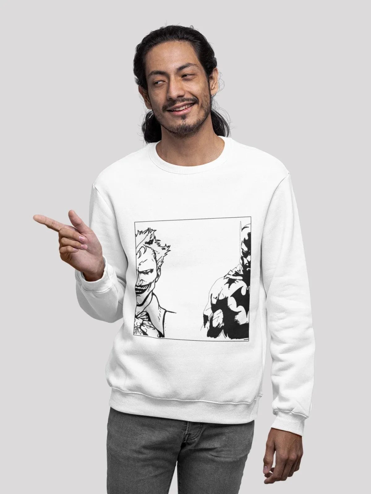 Joker v/s Batman White Unisex Sweatshirt