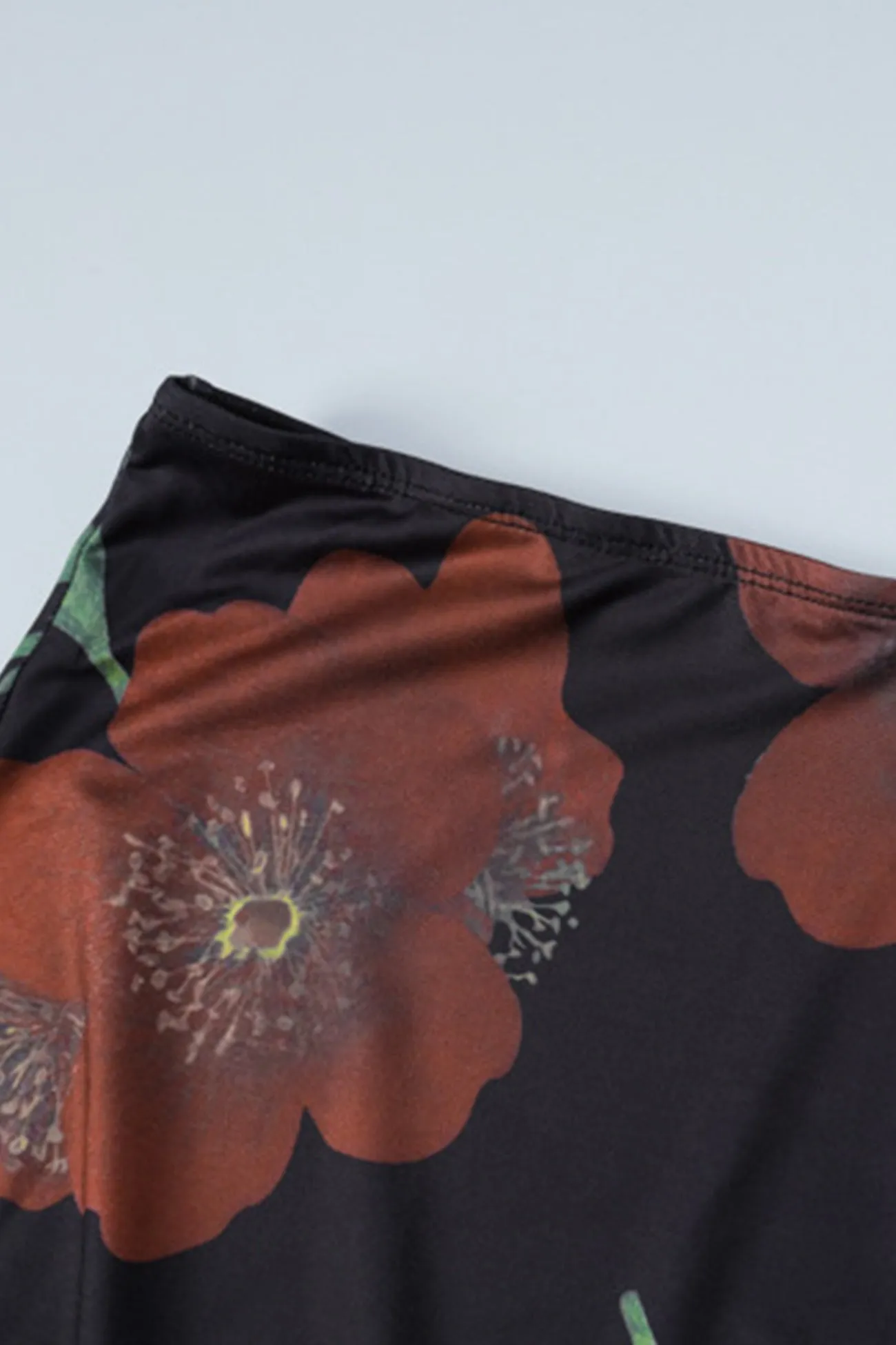 Joskaa Floral Print Crop Top Midi Skirt Suits