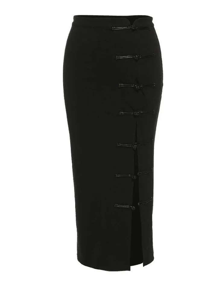 Joskaa Vintage Buttoned Split Midi Skirt