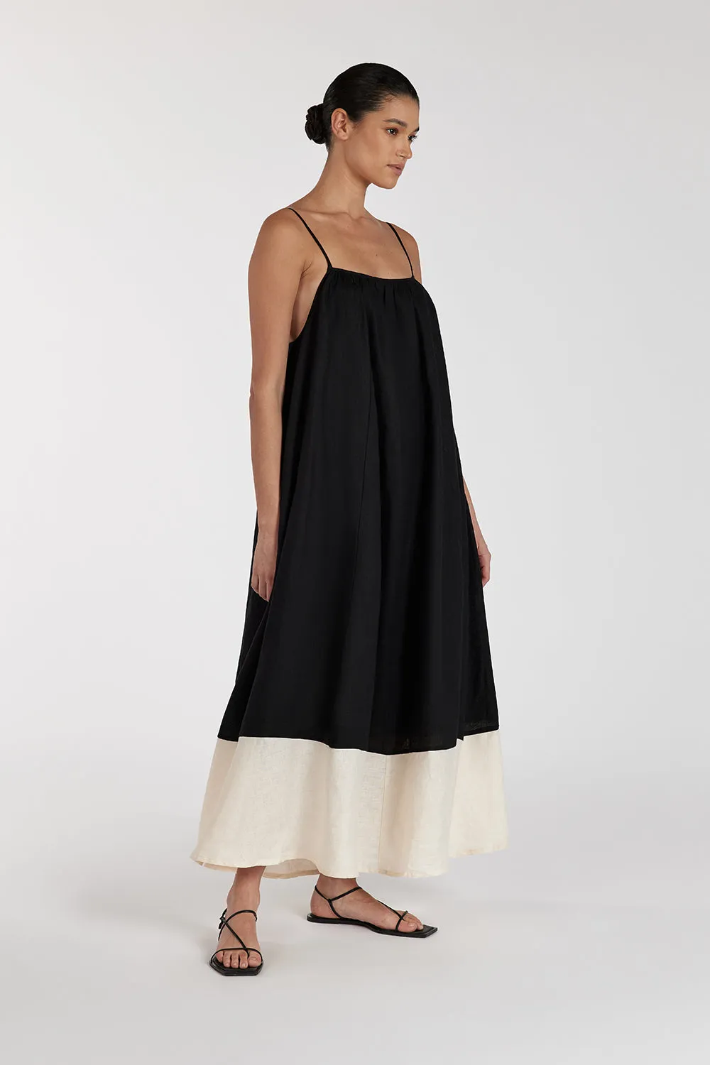 KATELYN BLACK/CREAM MIDI DRESS