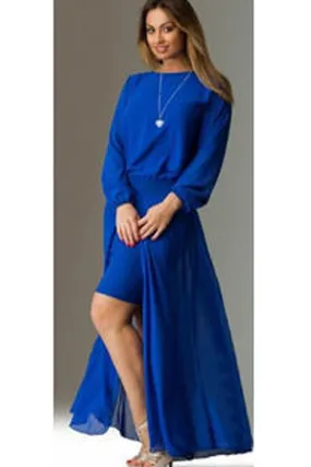 Ketty More Women Full Sleeves Loose Long Side Open Section Dress-KMWD335
