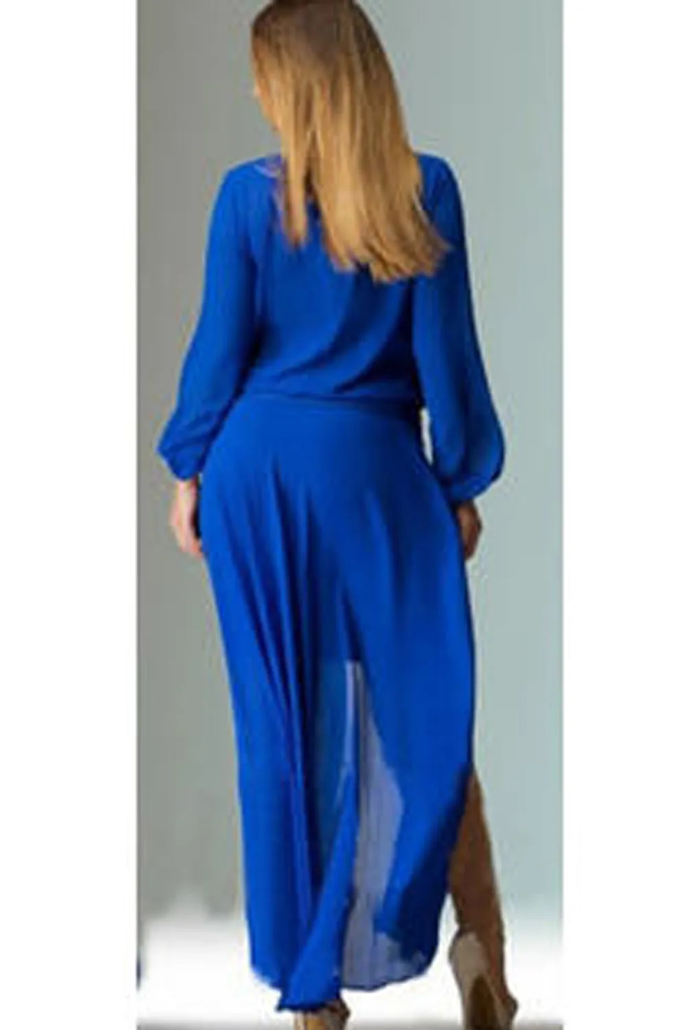 Ketty More Women Full Sleeves Loose Long Side Open Section Dress-KMWD335