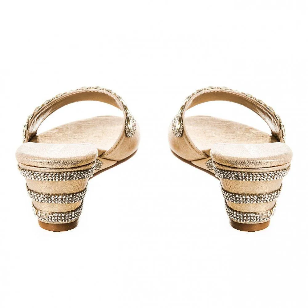 Kimberley Low Heel Diamante Open Wedge Sandal
