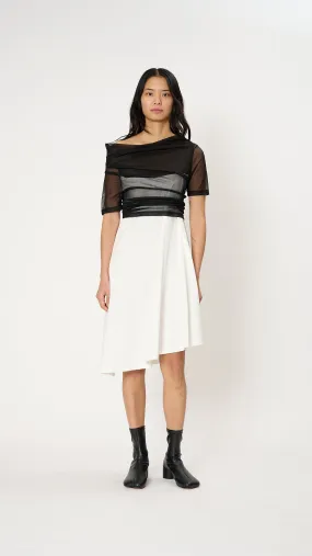 Layered Mini Dress in Black and White
