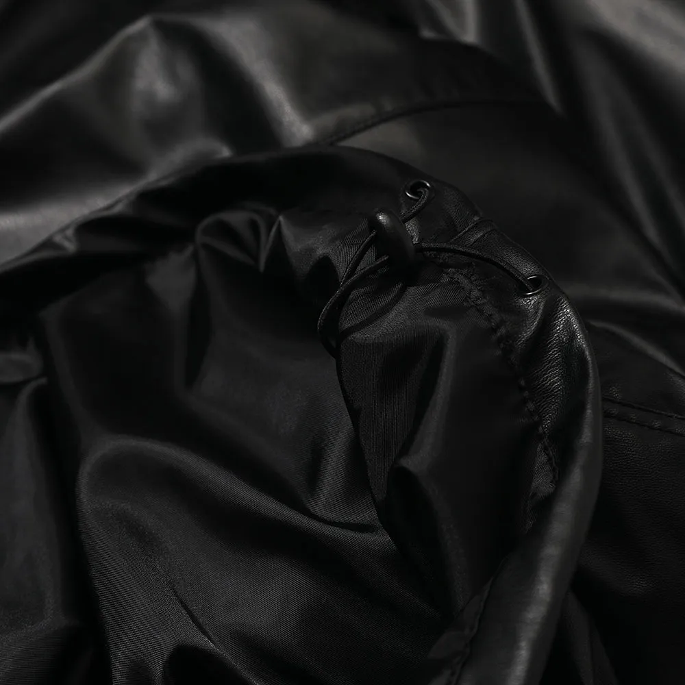 LEATHER ANORAK JACKET BLACK