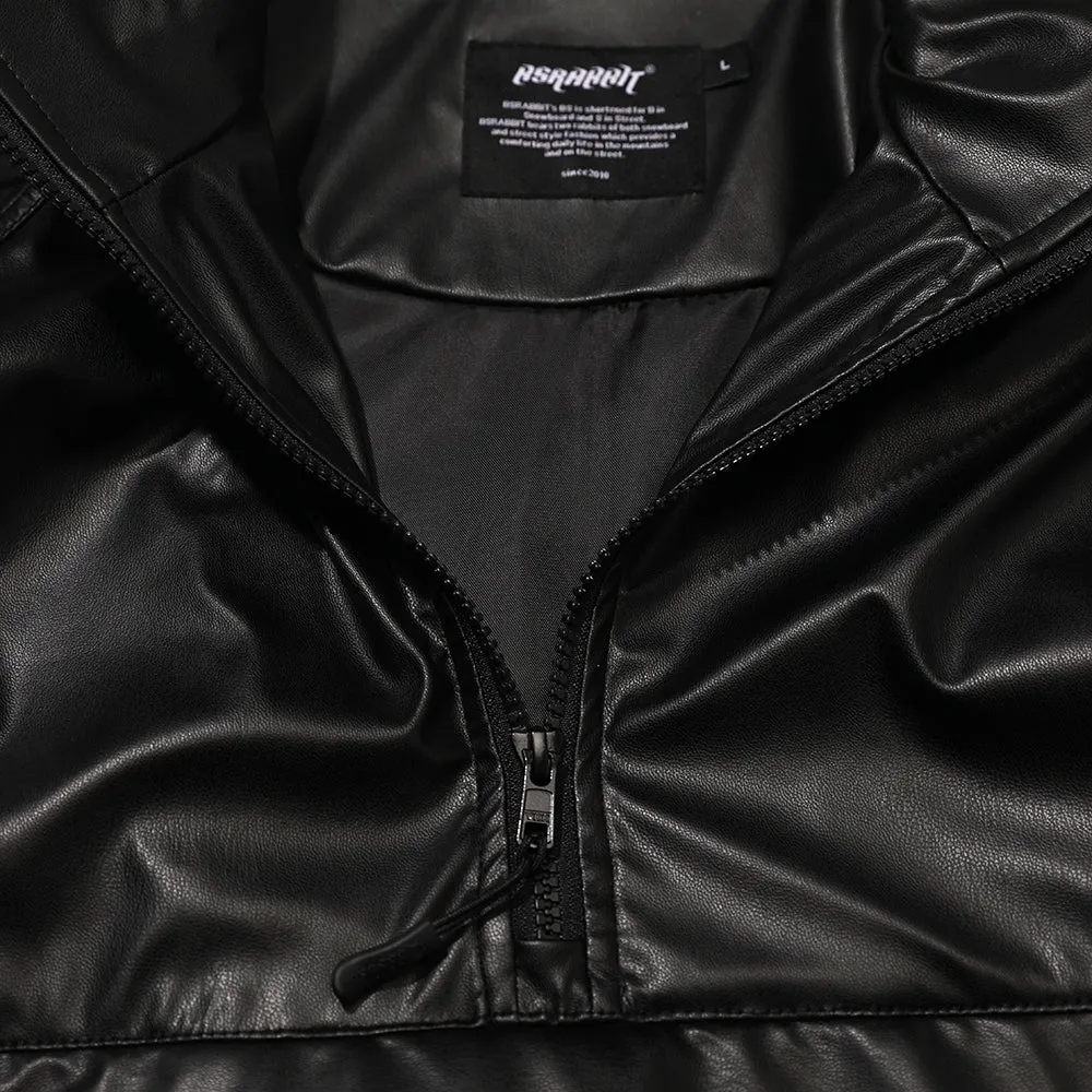 LEATHER ANORAK JACKET BLACK