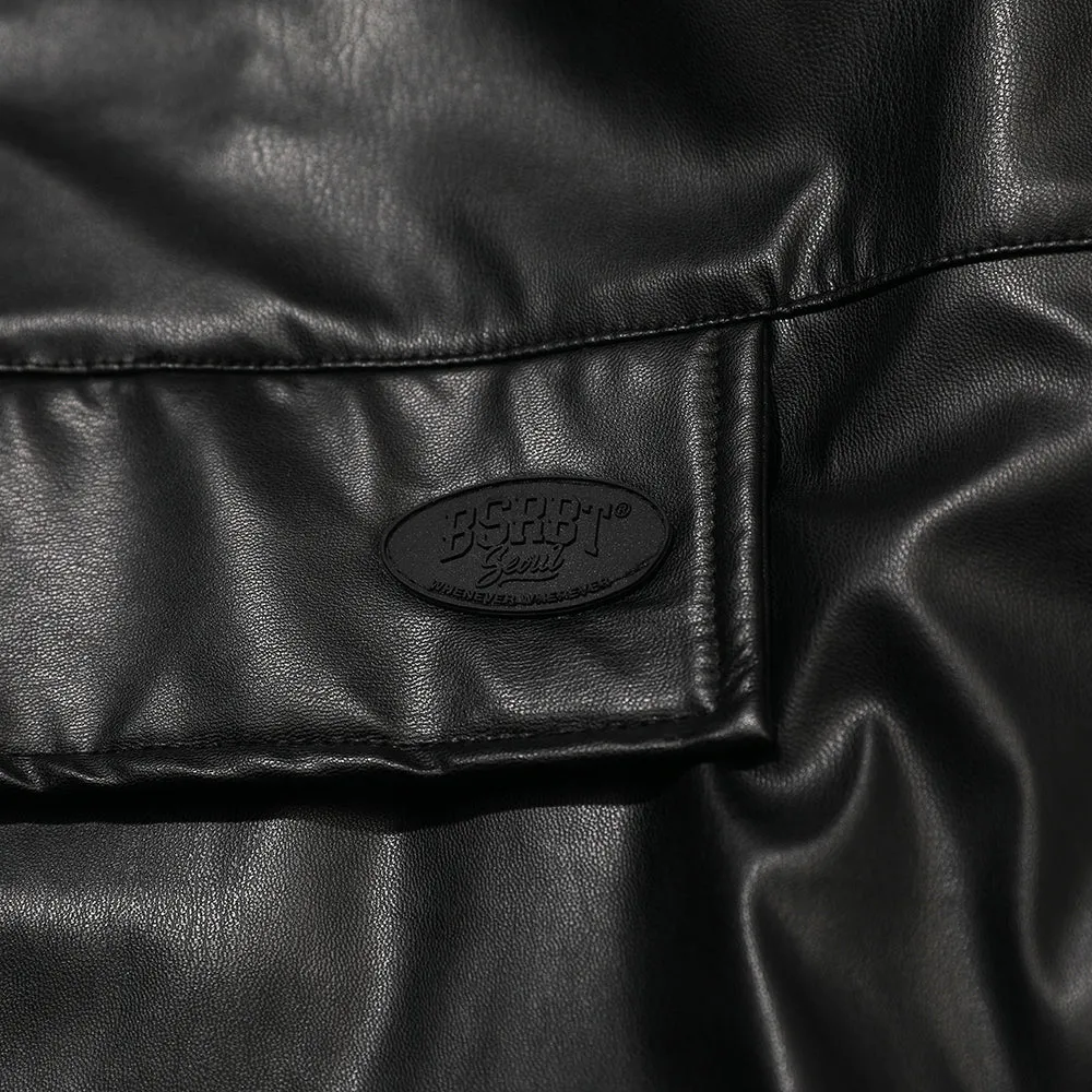 LEATHER ANORAK JACKET BLACK