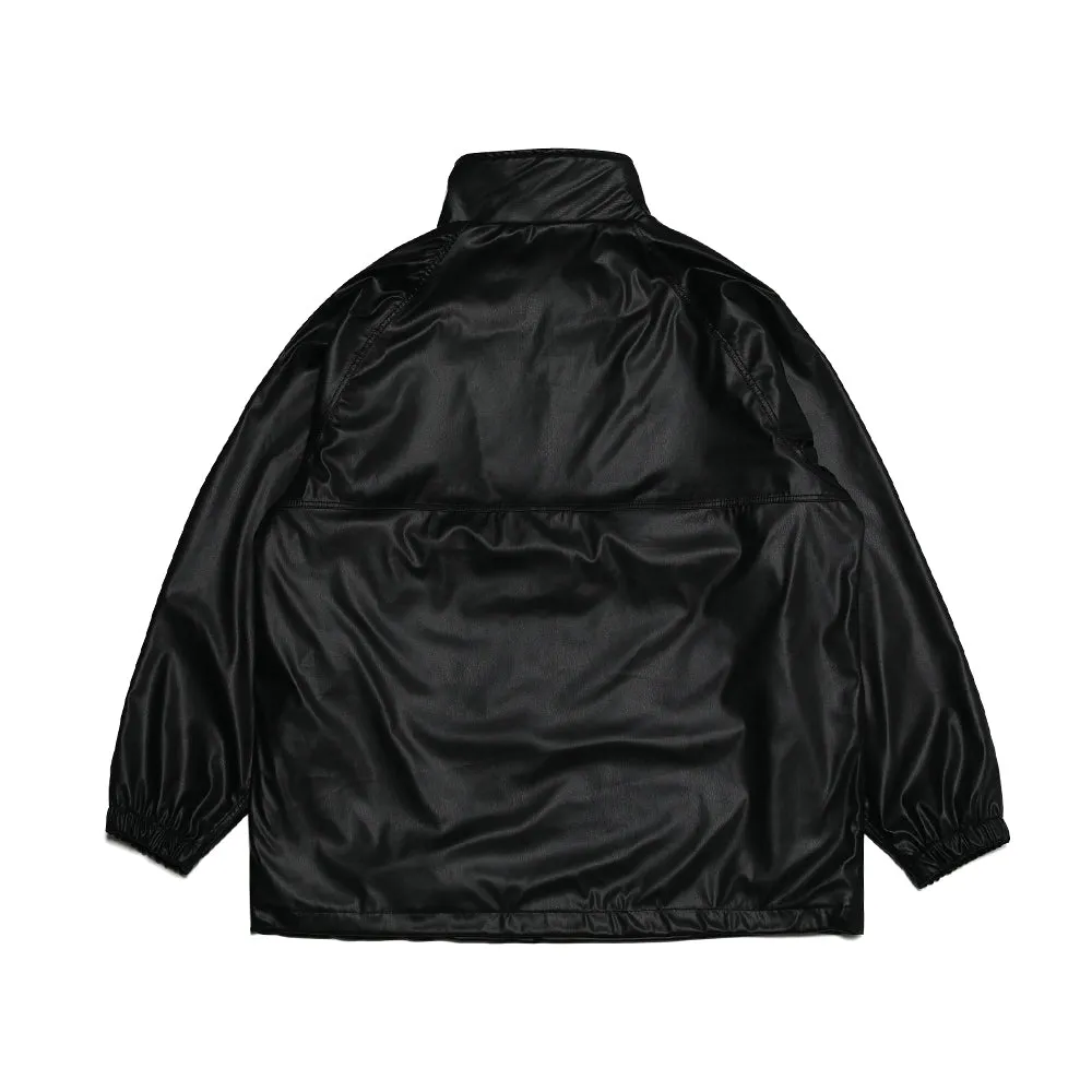 LEATHER ANORAK JACKET BLACK