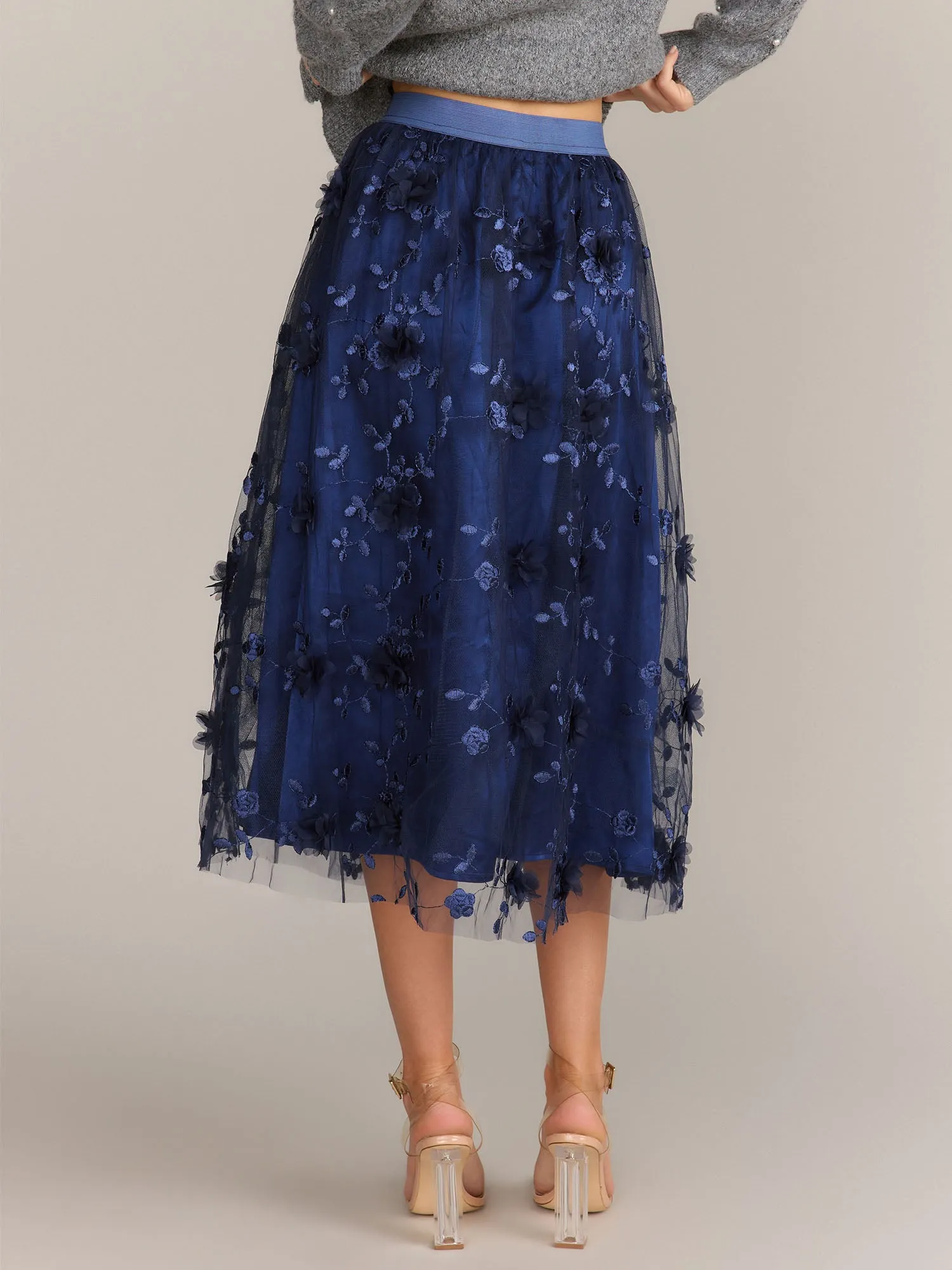 Lena 3D Floral Embellished Mesh Skirt - Brands We Love