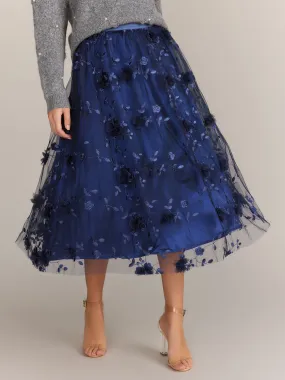 Lena 3D Floral Embellished Mesh Skirt - Brands We Love