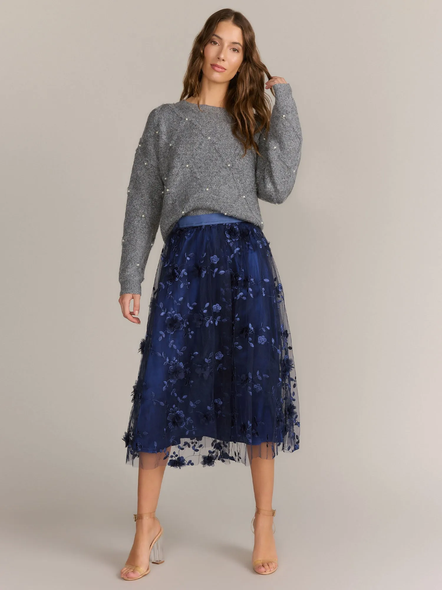 Lena 3D Floral Embellished Mesh Skirt - Brands We Love