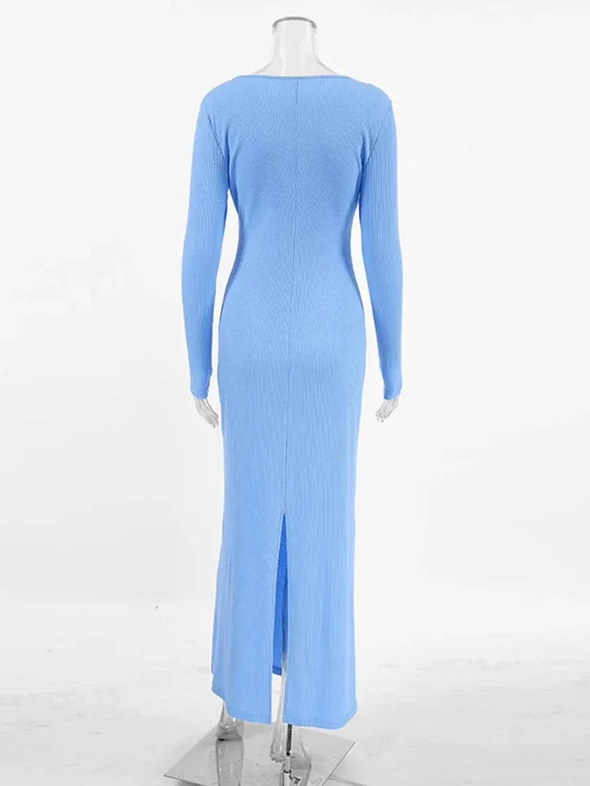 Long Sleeve Ribbed Maxi Dress