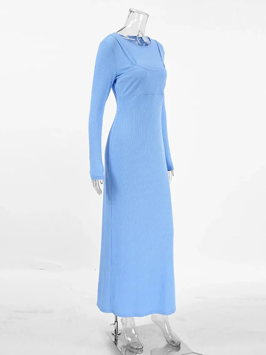 Long Sleeve Ribbed Maxi Dress