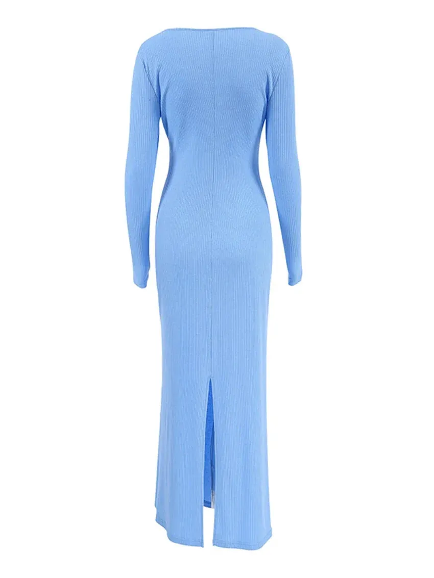 Long Sleeve Ribbed Maxi Dress