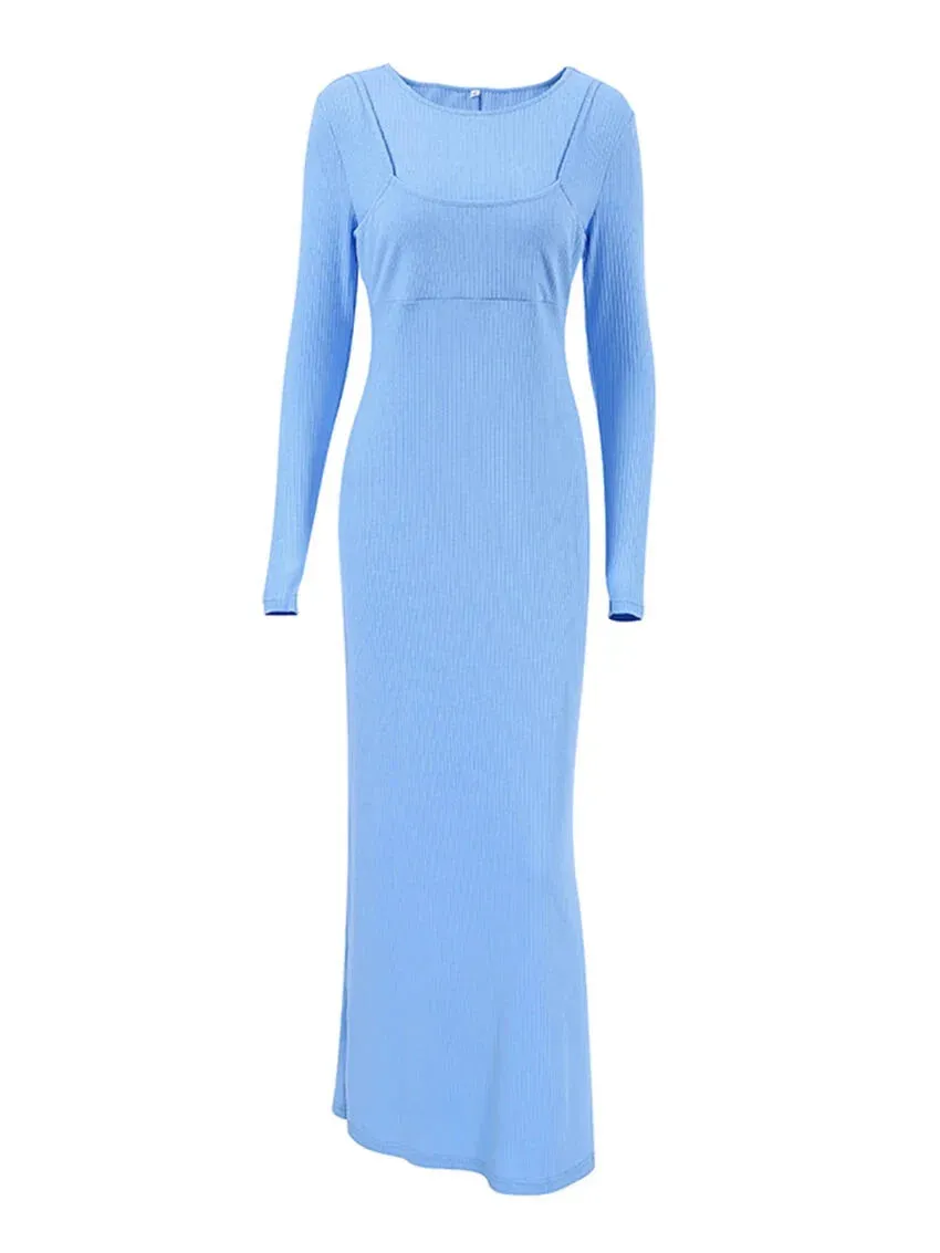Long Sleeve Ribbed Maxi Dress