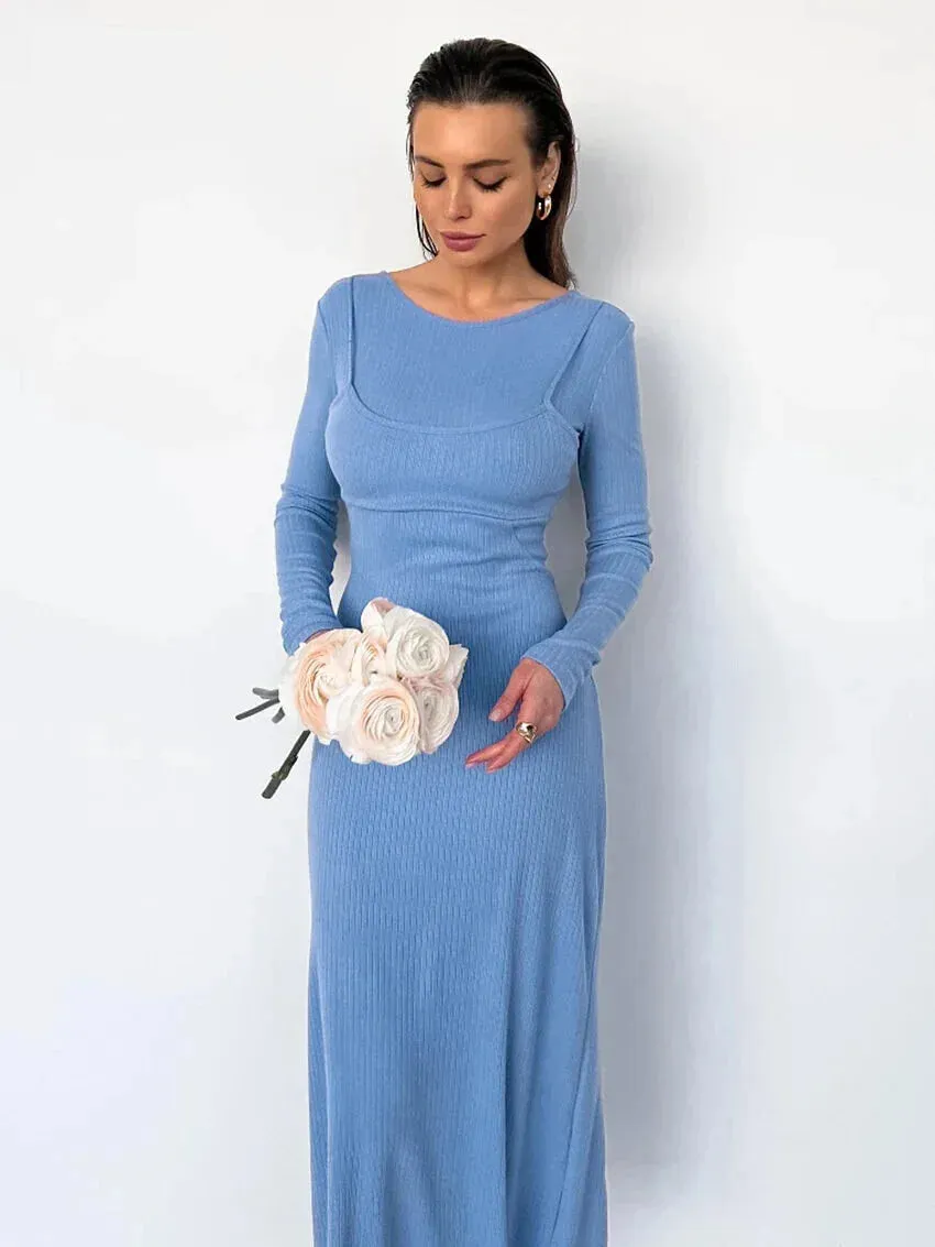 Long Sleeve Ribbed Maxi Dress