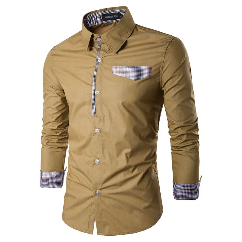 Long-sleeved Shirt New Spring Slim-fit  Trendy Casual Shirt Men's