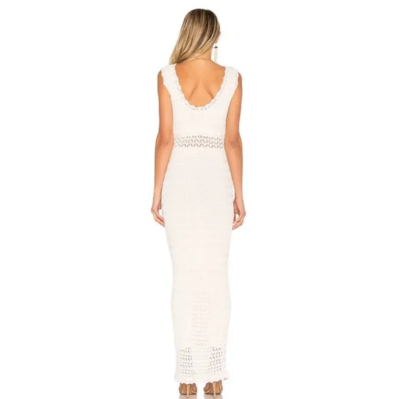 Long White Knit Dress - M