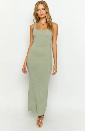 Lottie Khaki Knit Maxi Dress