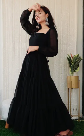LUSH BLACK GEORGETTE DRESS