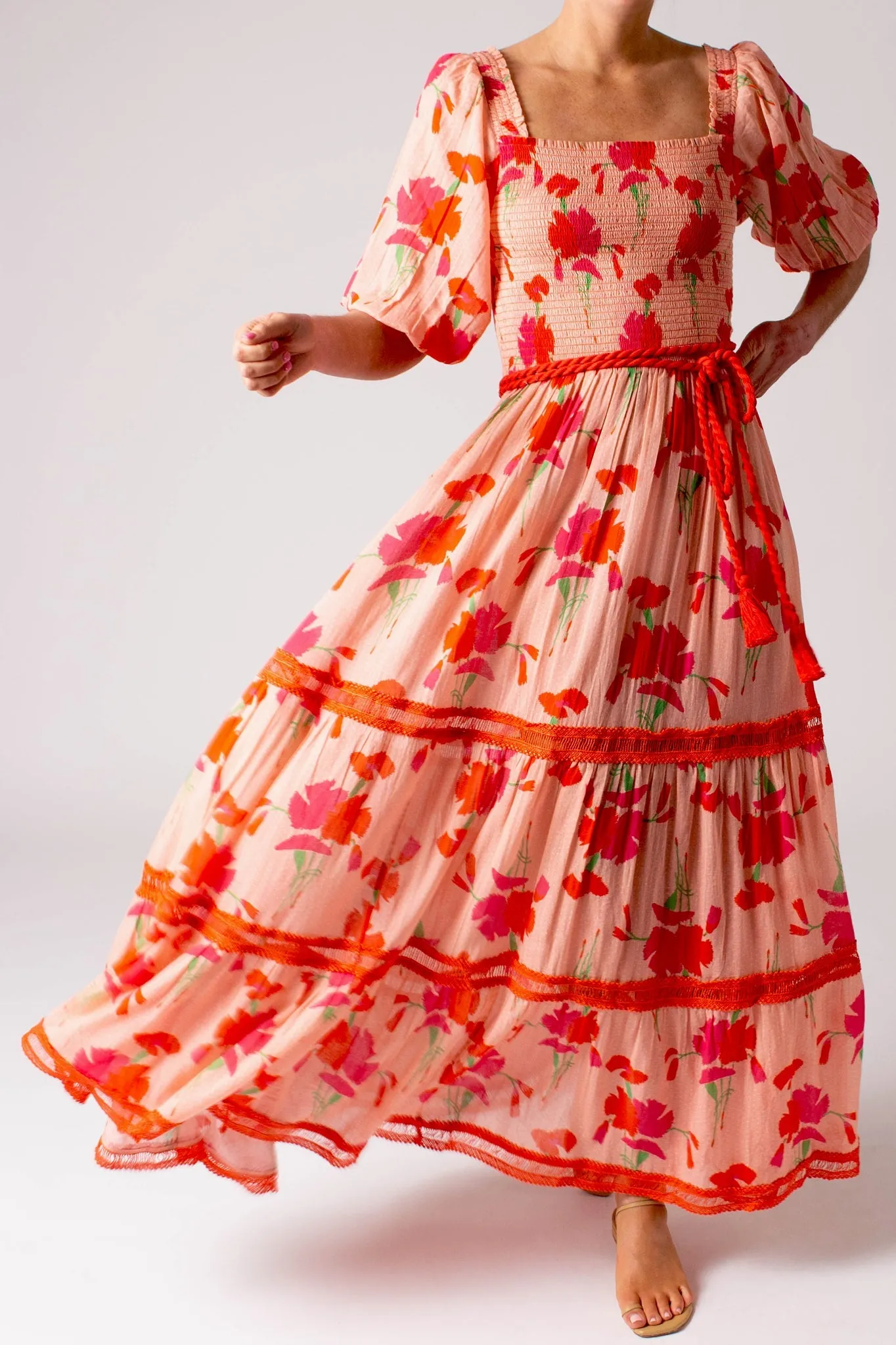 Mabelle Printed Gauze Dress - Pink Lemonade by Miguelina