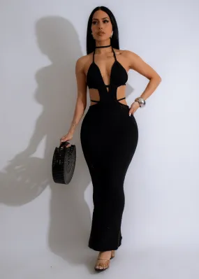Malibu Crochet Maxi Dress Black