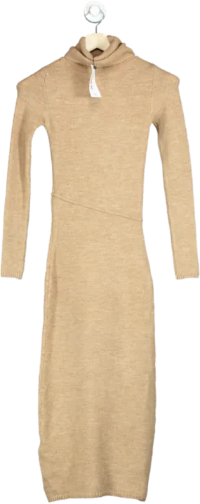 Mango XXS Beige Knitted Midi Dress UK