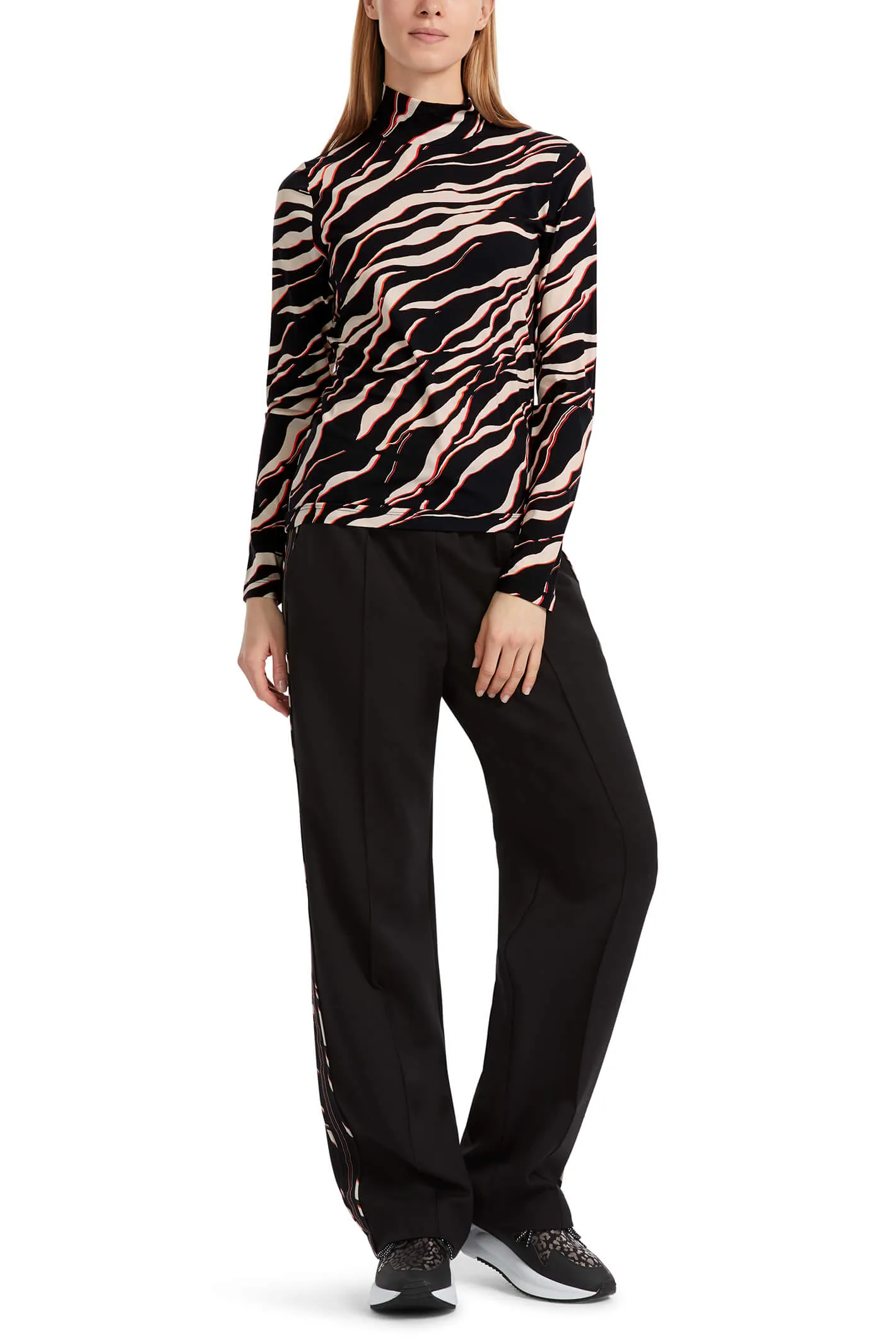 Marc Cain Sports VS 48.52 J09 278 Campari Orange Print Long Sleeve T-Shirt