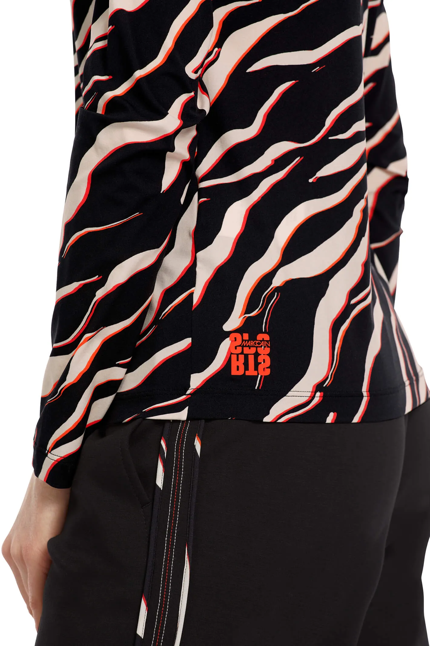 Marc Cain Sports VS 48.52 J09 278 Campari Orange Print Long Sleeve T-Shirt