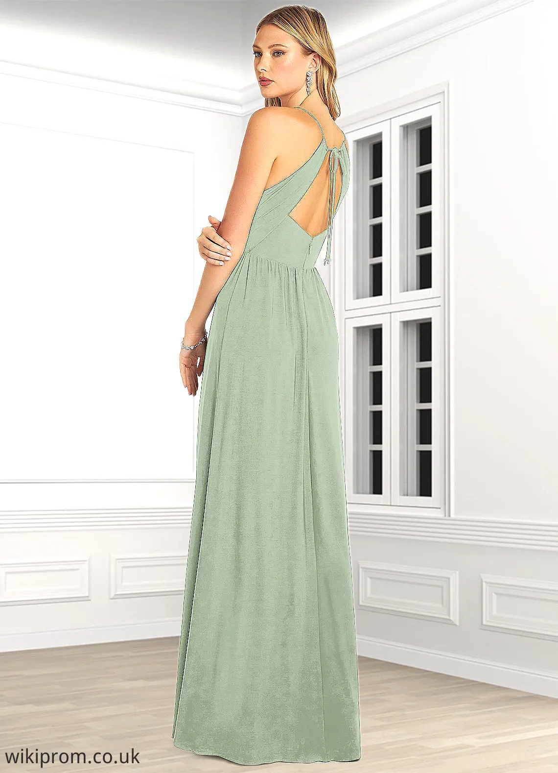 Marianna A-Line Pleated Luxe Knit Floor-Length Dress SWKP0019803