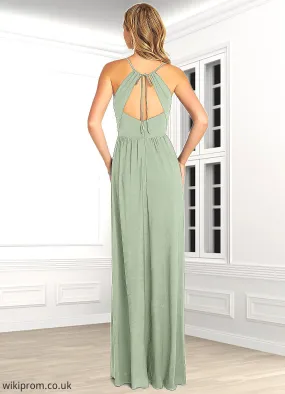 Marianna A-Line Pleated Luxe Knit Floor-Length Dress SWKP0019803