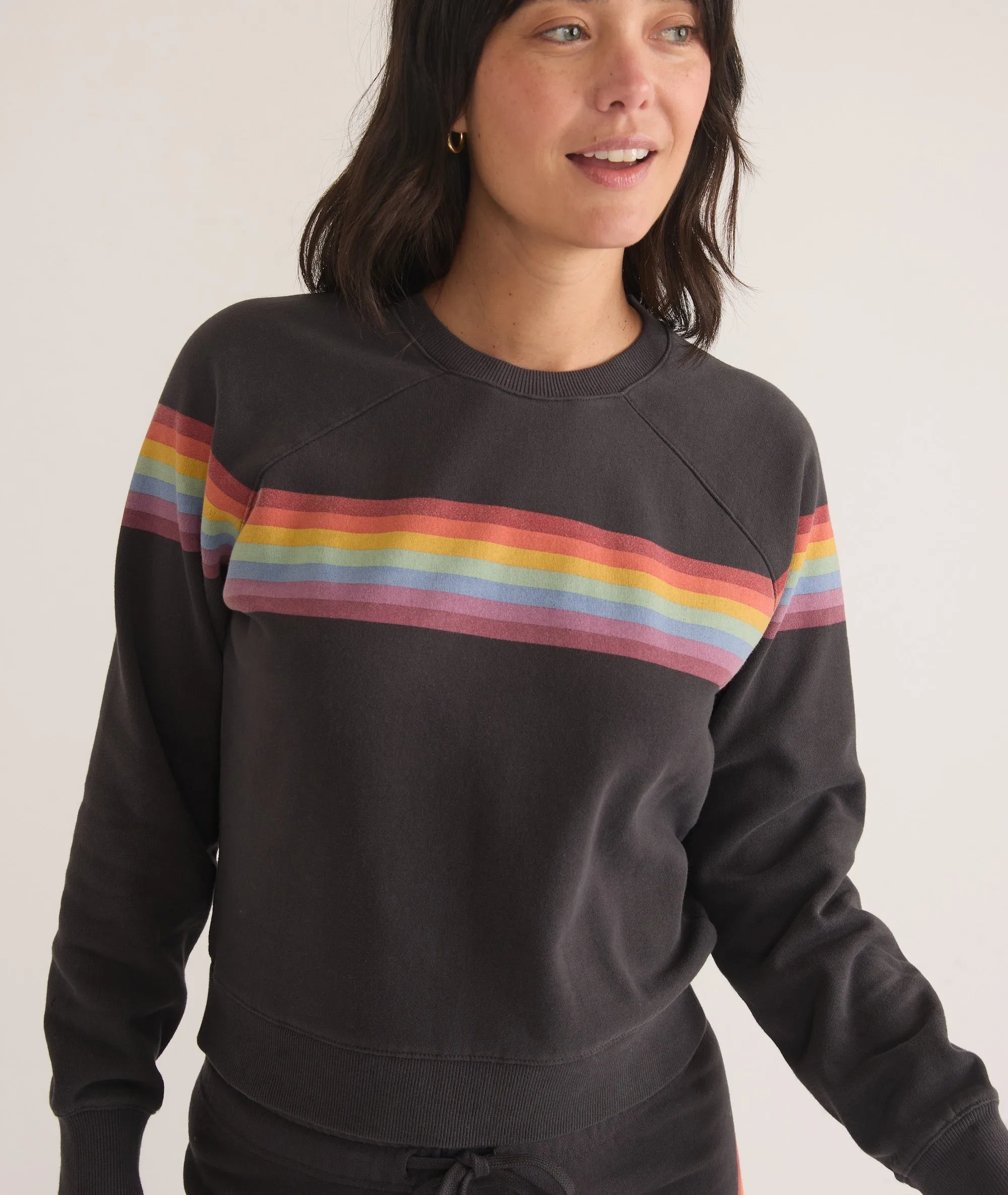 Marine Layer Anytime Sweatshirt in Washed Black Stripe