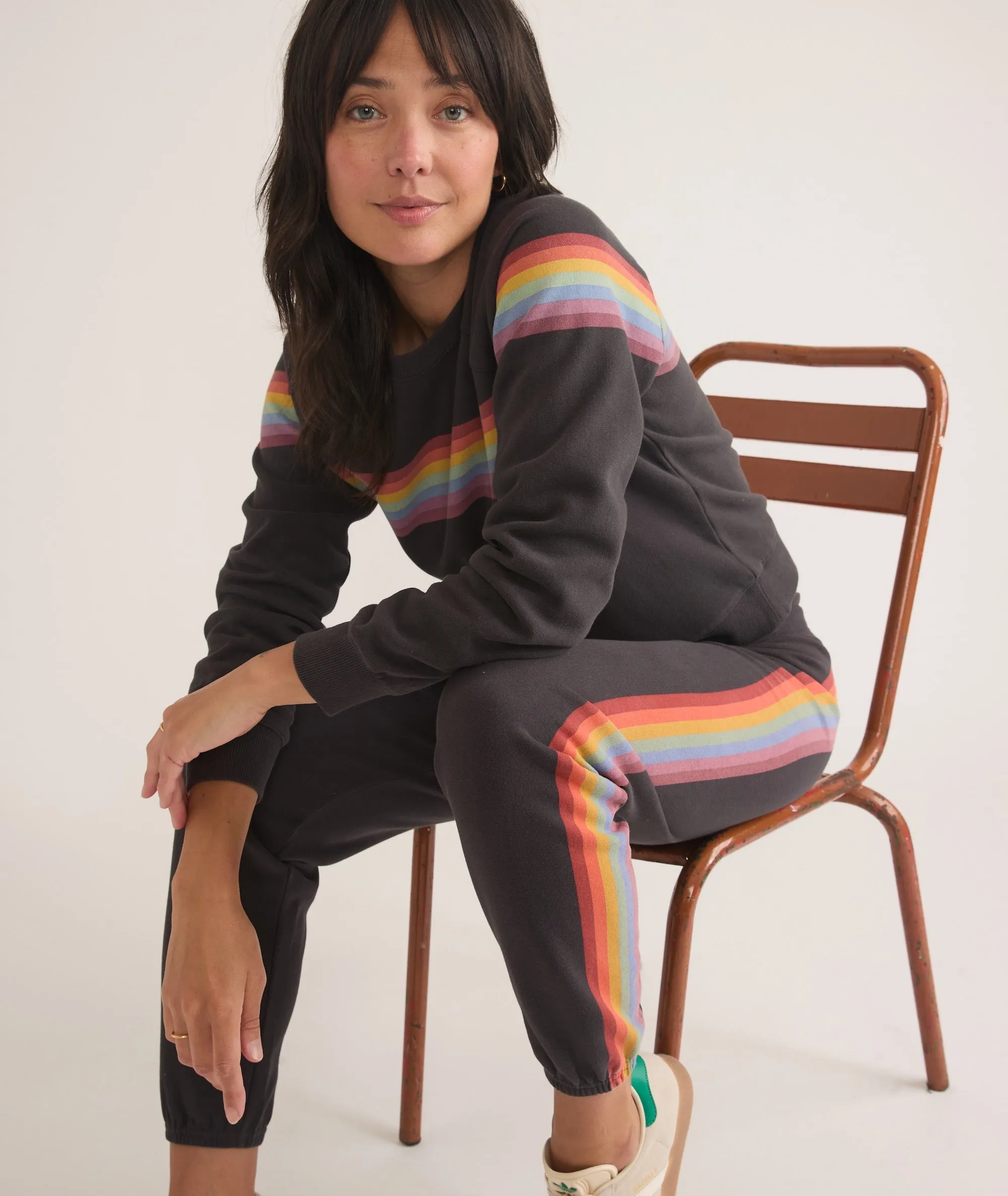 Marine Layer Anytime Sweatshirt in Washed Black Stripe