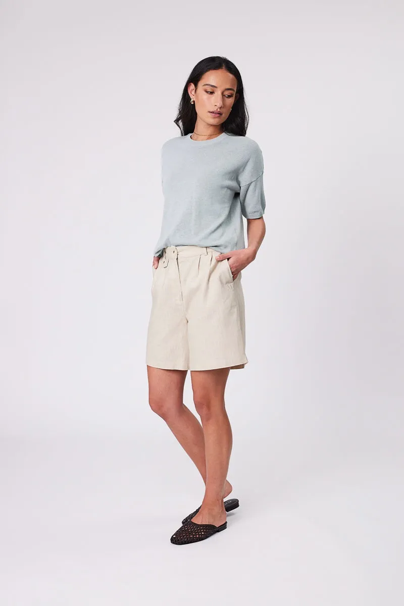 Marlow - Eden Knit Tee - Duck Egg