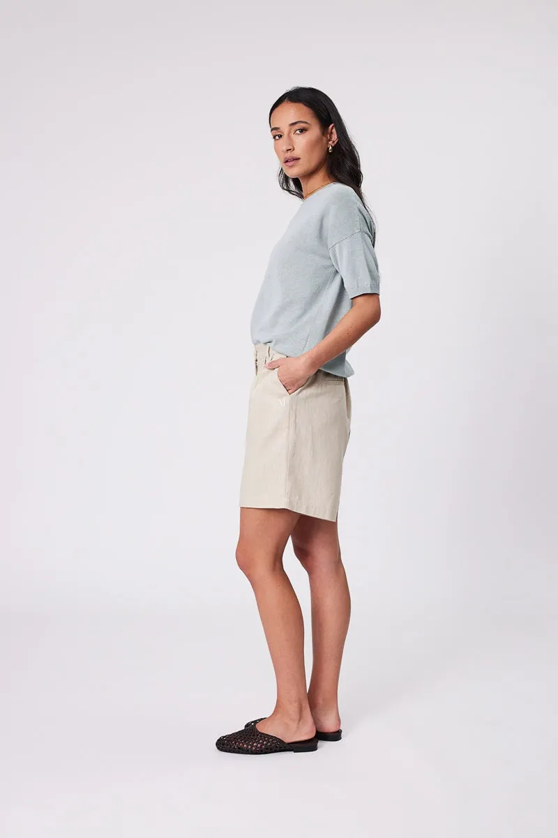 Marlow - Eden Knit Tee - Duck Egg