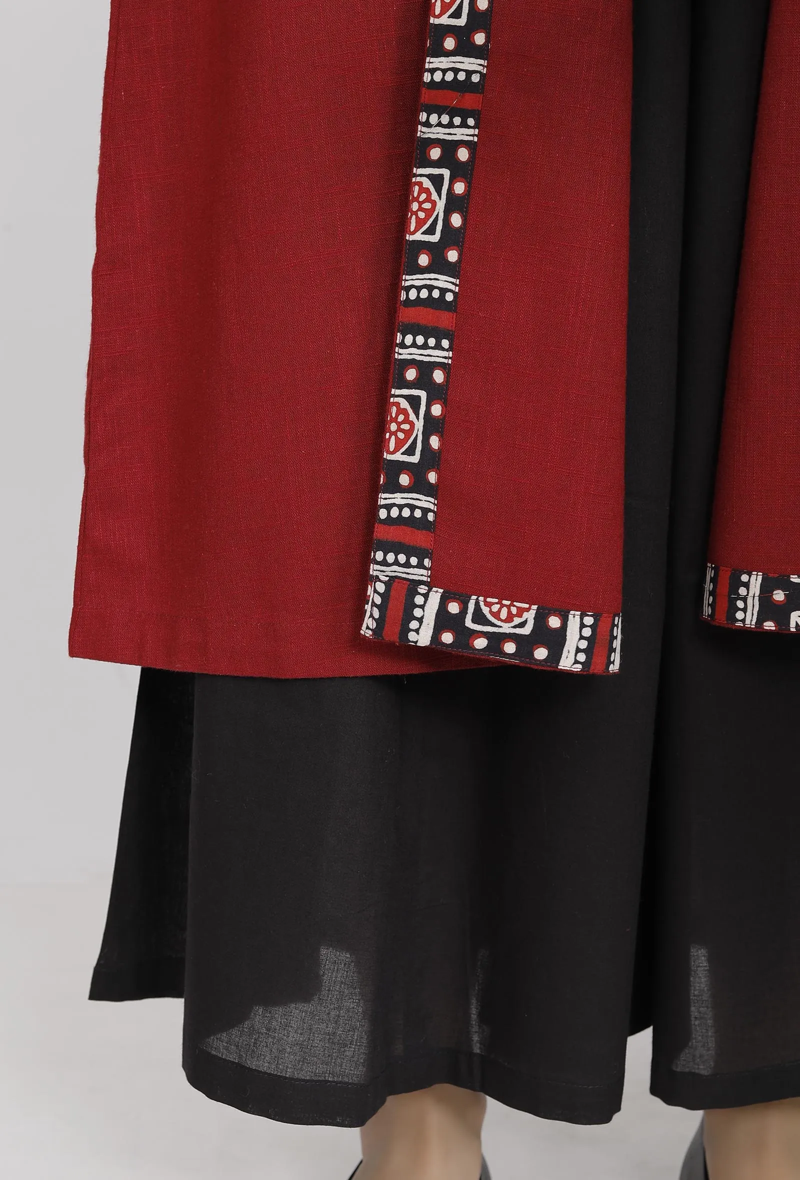 Marron A-line Slub Cape