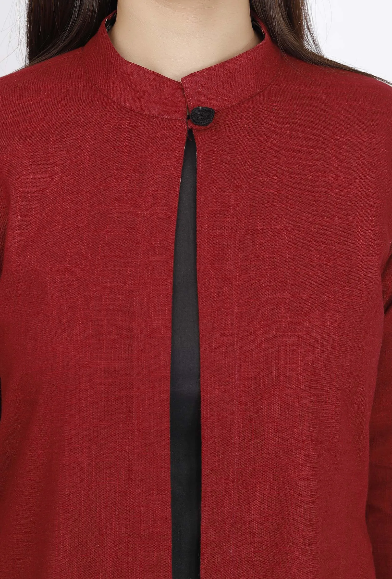 Marron A-line Slub Cape