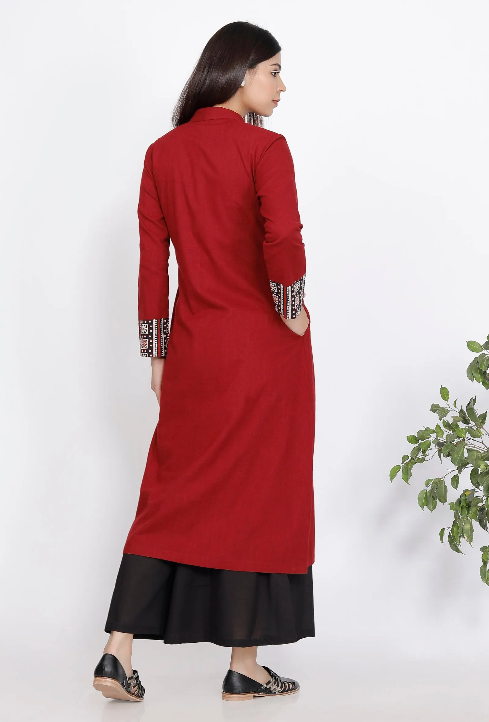 Marron A-line Slub Cape