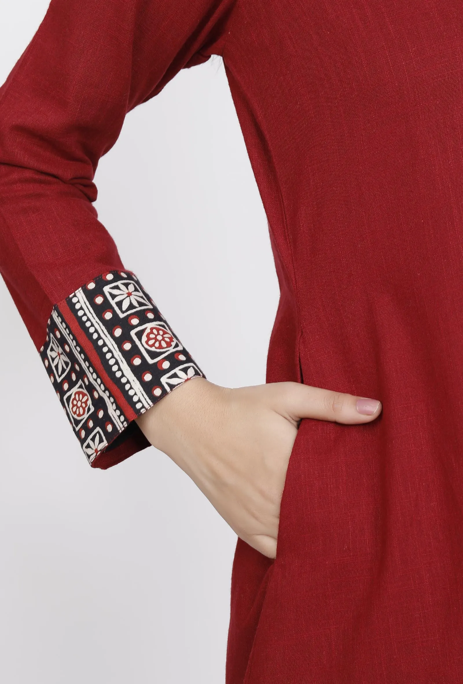 Marron A-line Slub Cape