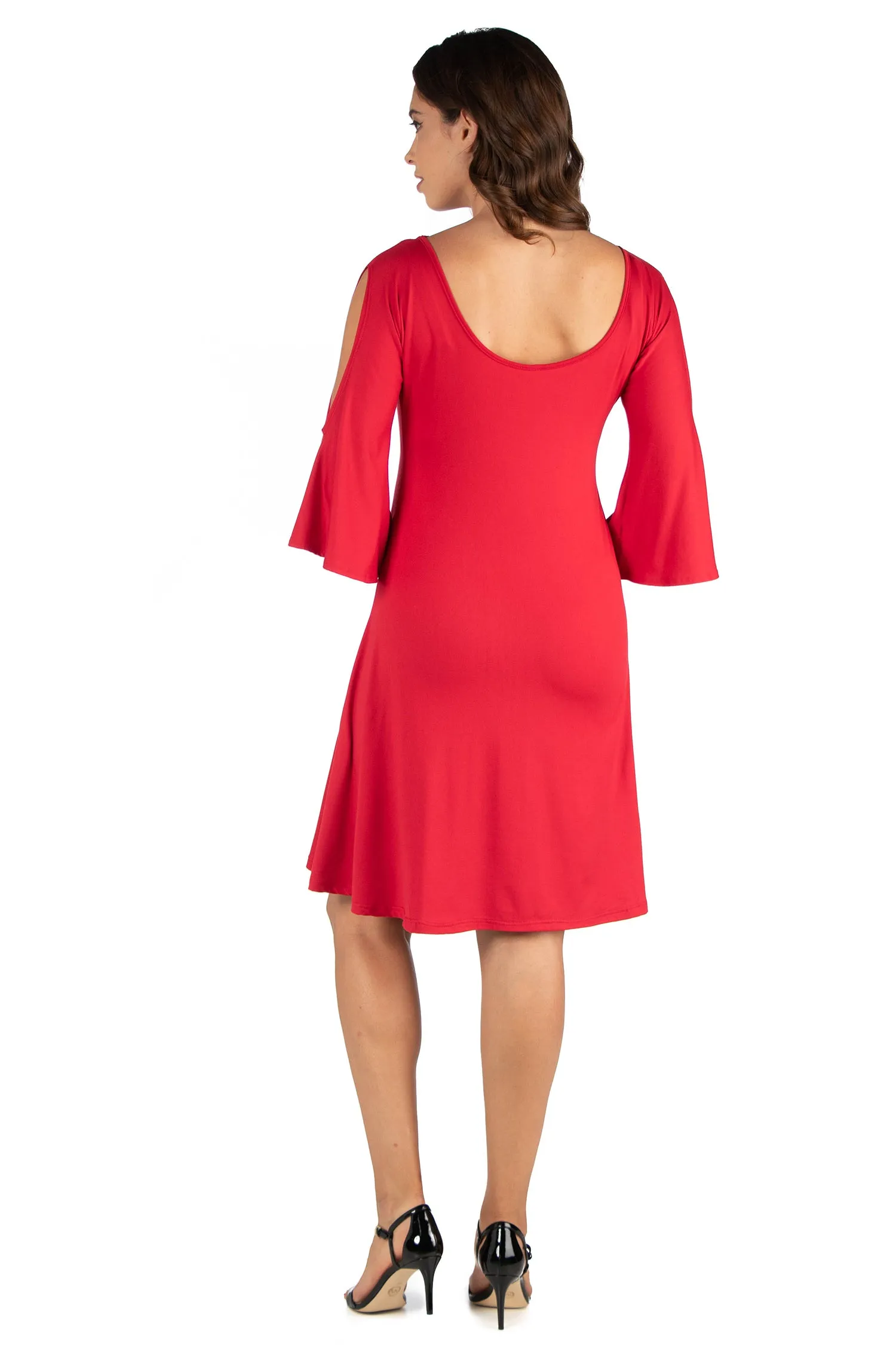 Maternity Knee Length Cold Shoulder Dress