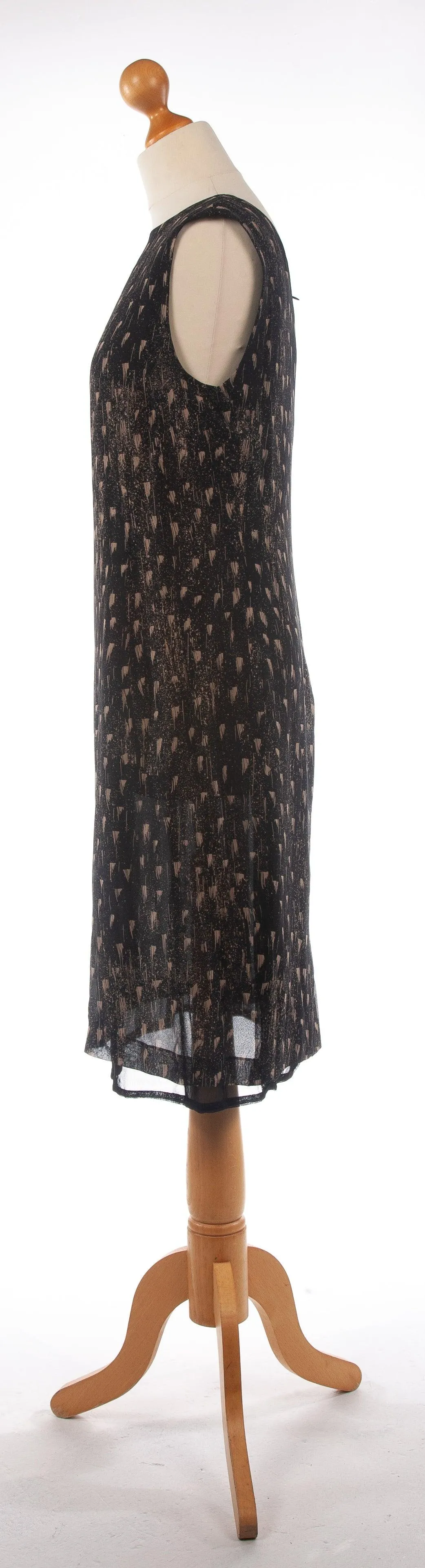 Max Mara 100% Silk Dress  Black with Abstract Pattern Size 12