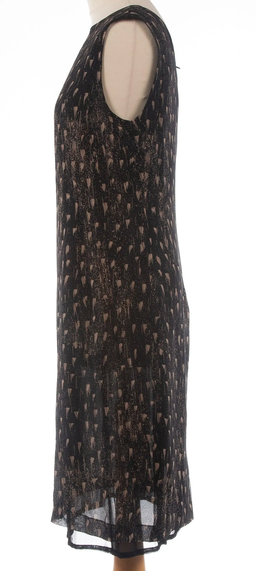 Max Mara 100% Silk Dress  Black with Abstract Pattern Size 12