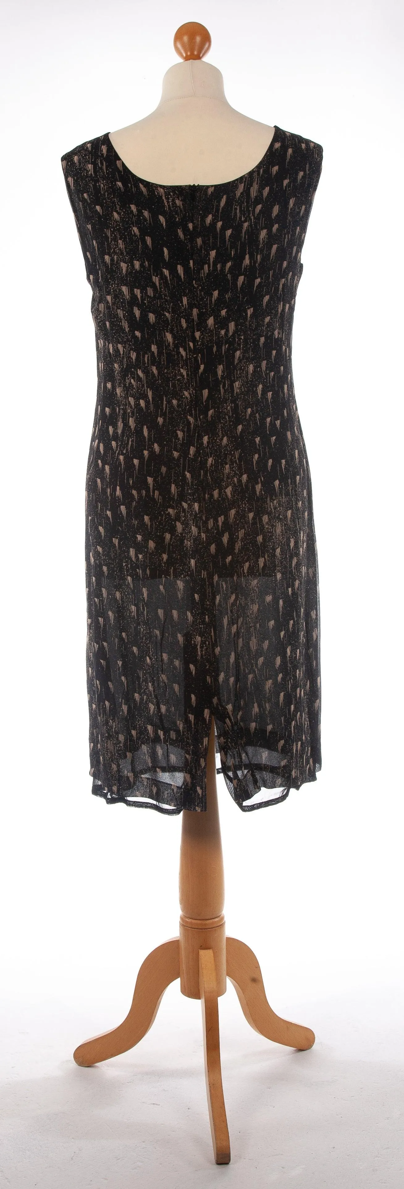 Max Mara 100% Silk Dress  Black with Abstract Pattern Size 12