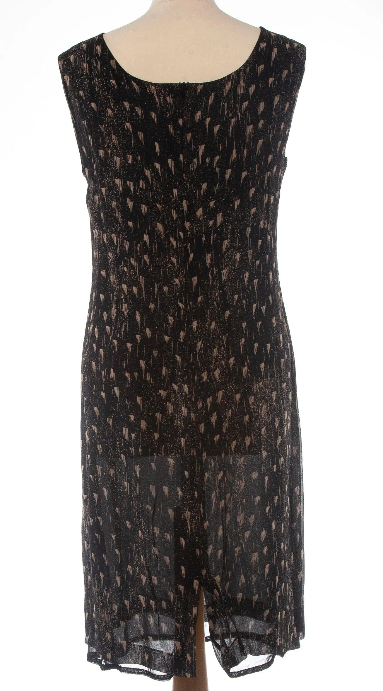 Max Mara 100% Silk Dress  Black with Abstract Pattern Size 12