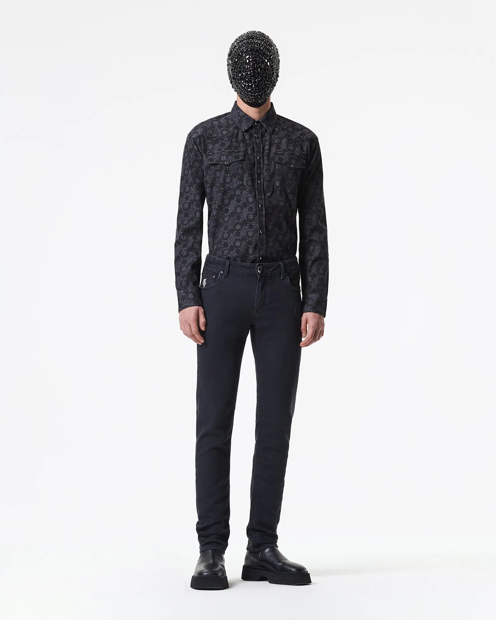 MELANGE BLACK DENIM SHIRT
